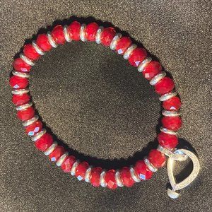 WHBM Stretchy Red and Silver Bracelet